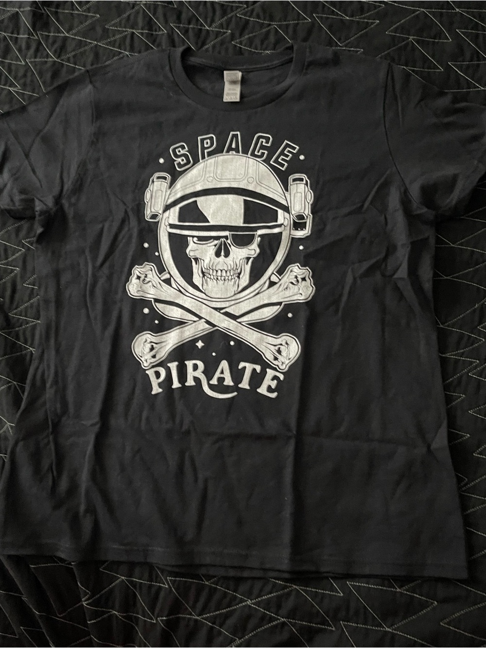 Space Pirate Graphic Tee - Black with White Print